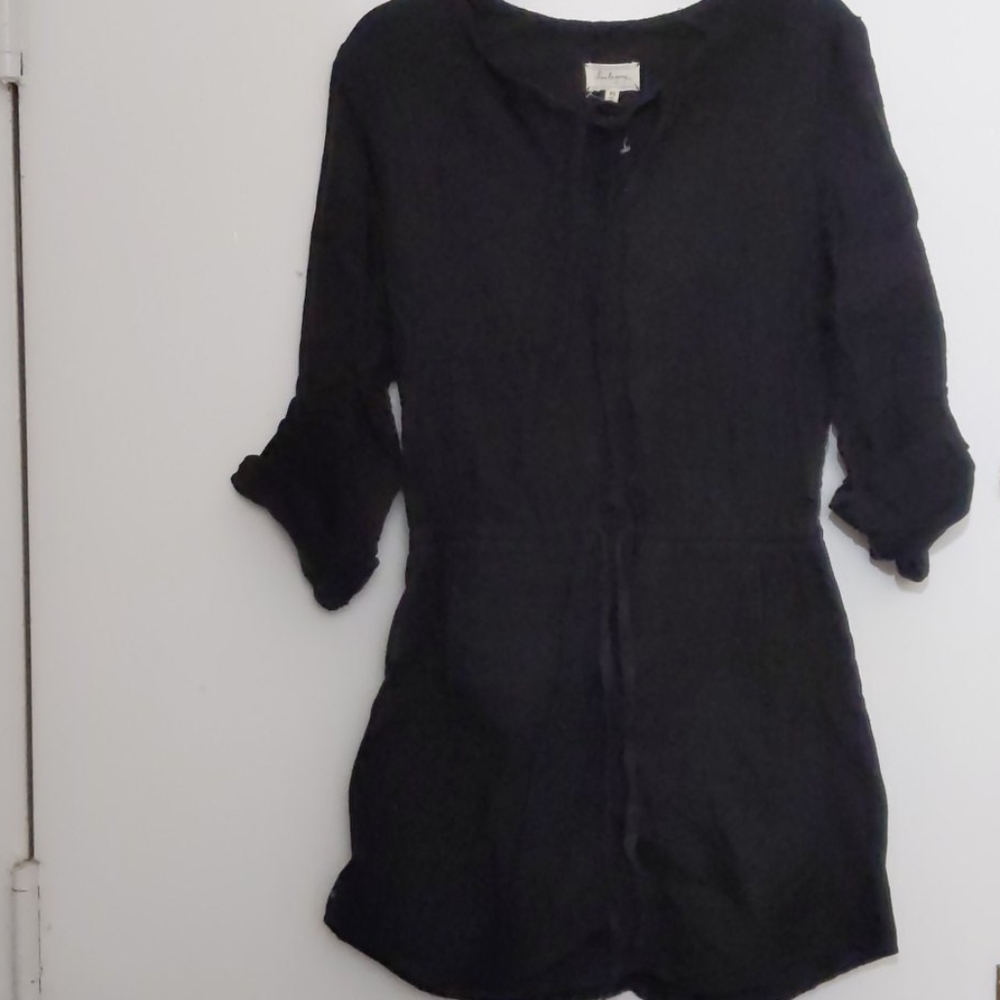 Loft - Lou & Grey Linen Mini black Shirt Dress